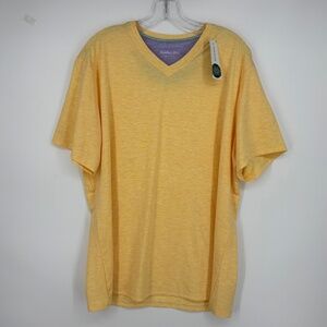 Hawker Rye Mens XL Pearson Soft Touch V-Neck T-Shirt Yellow Orange Heather Slim